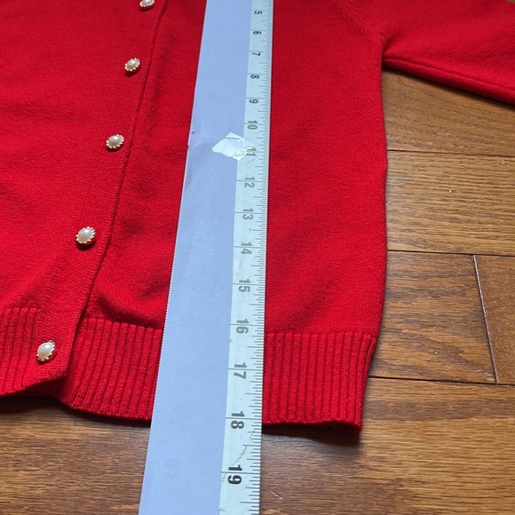 SMILING PINKER Sweater Red Button Down Cardigan Pearl Like Buttons Small - Picture 5 of 8